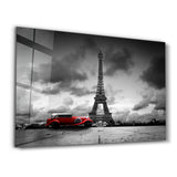 Eiffel Tower and a Classic in Red | Glass Wall Art
