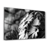 Black - White Flower | Glass Wall Art