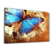 Butterfly Retro | Glass Wall Art - Artdesigna