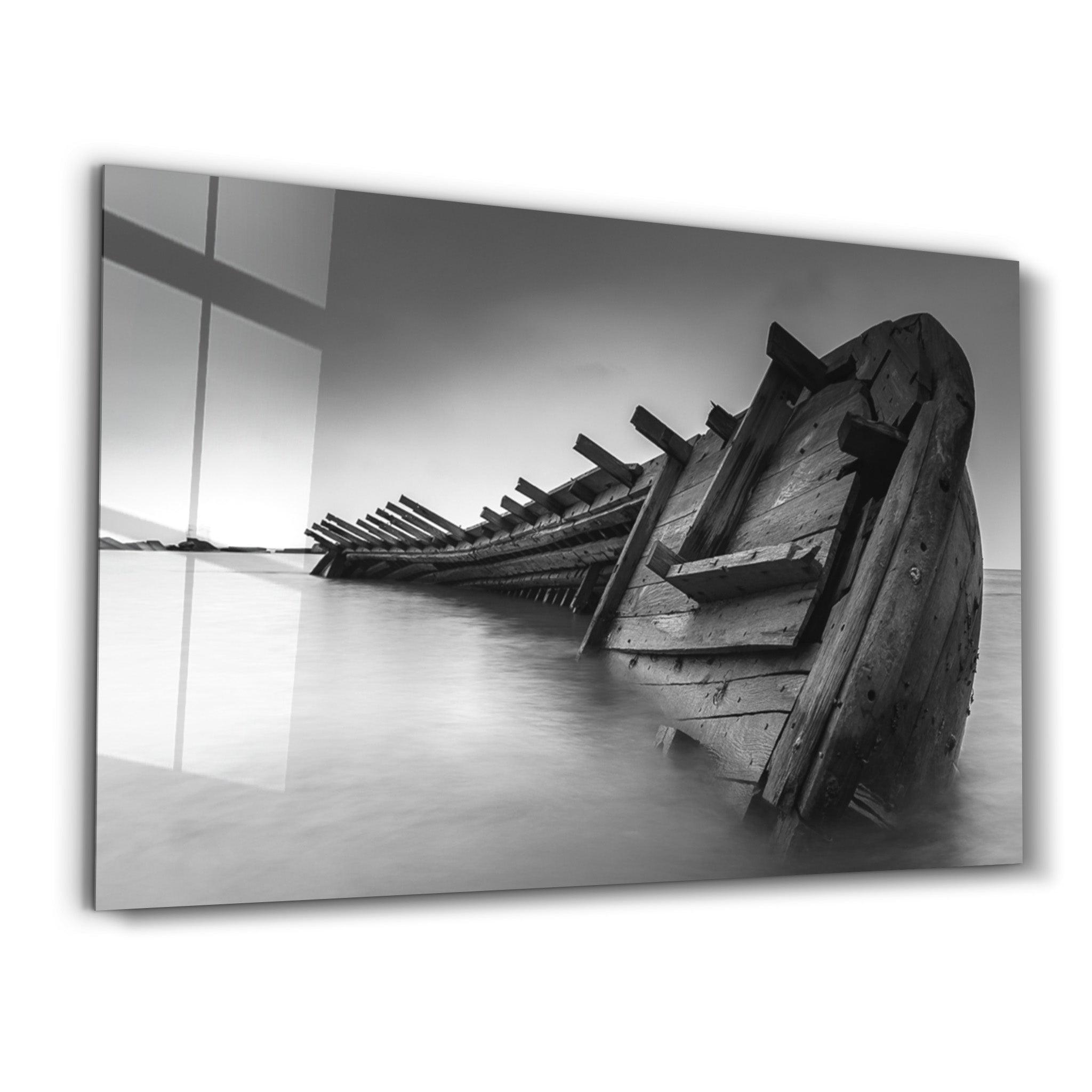 Shipwreck | Glass Wall Art - Artdesigna