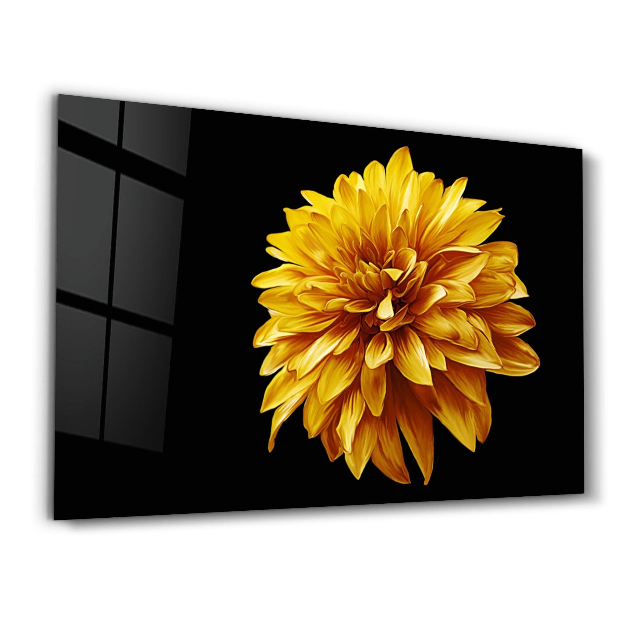 Yellow Flower | Glass Wall Art - Artdesigna