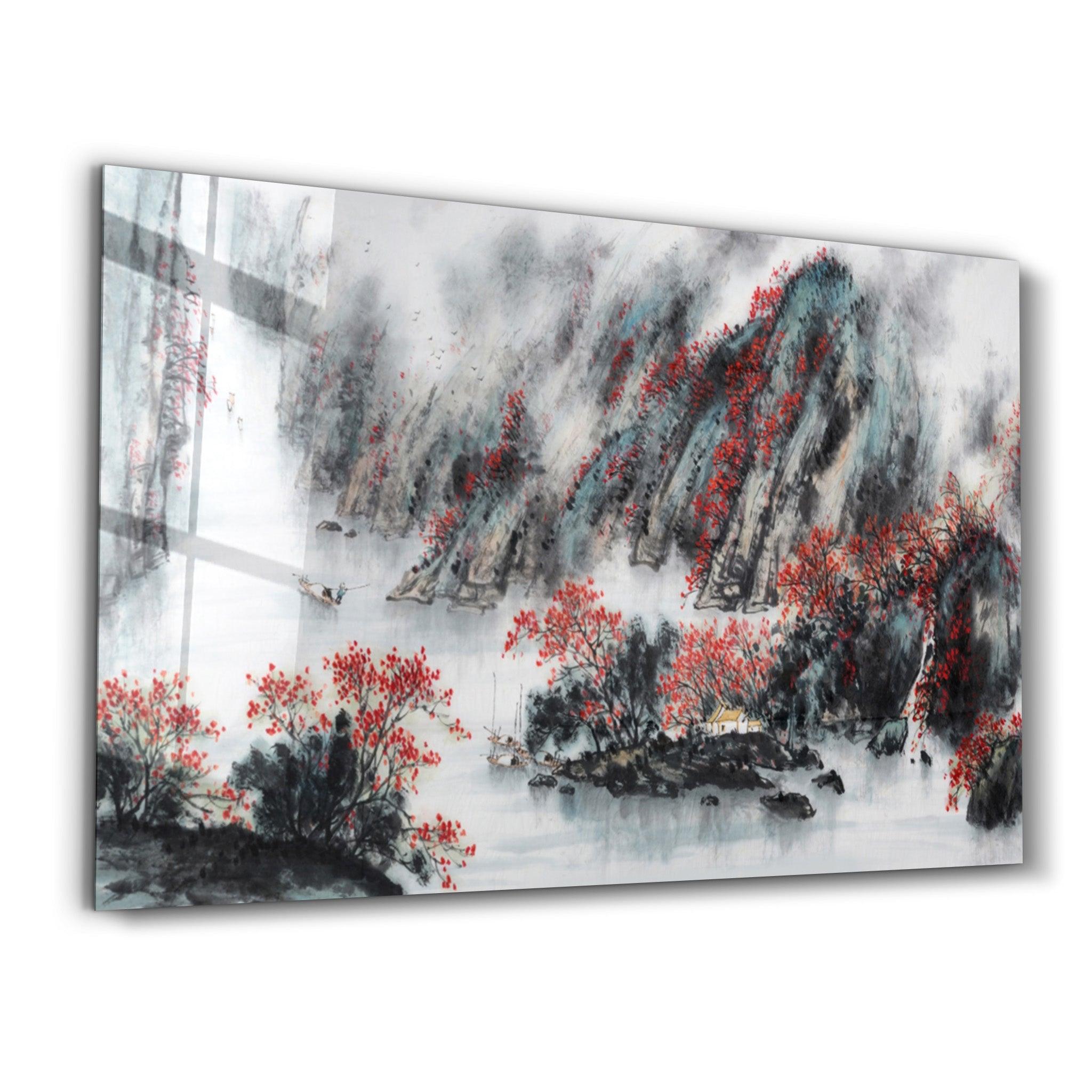 Japanese Drawing | Glass Wall Art - Artdesigna