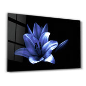 Beautiful Blue Flower | Glass Wall Art - Artdesigna