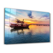 Boat | Glass Wall Art - Artdesigna