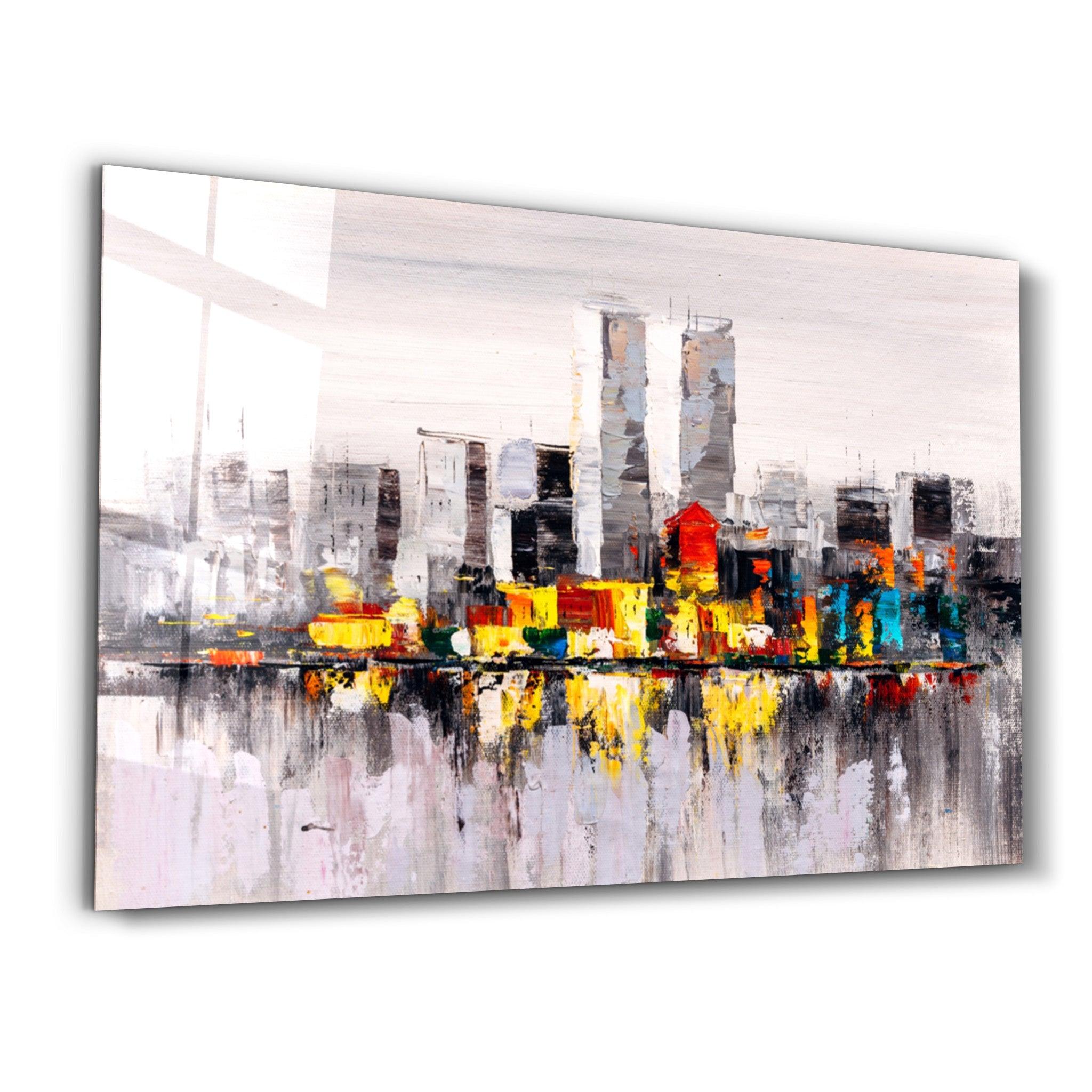 Abstract City | Glass Wall Art - Artdesigna