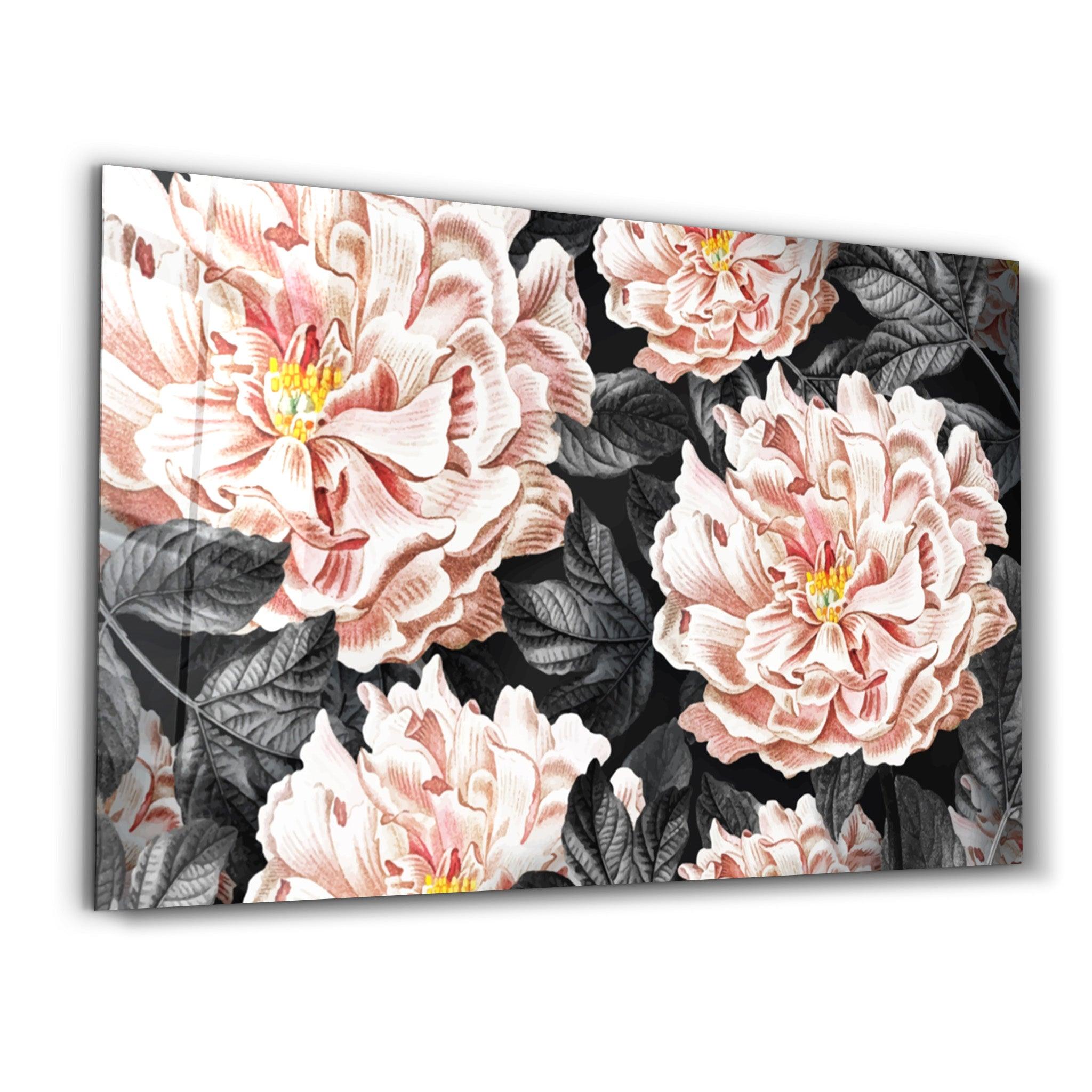 Midnight Blossoms | Glass Wall Art - Artdesigna