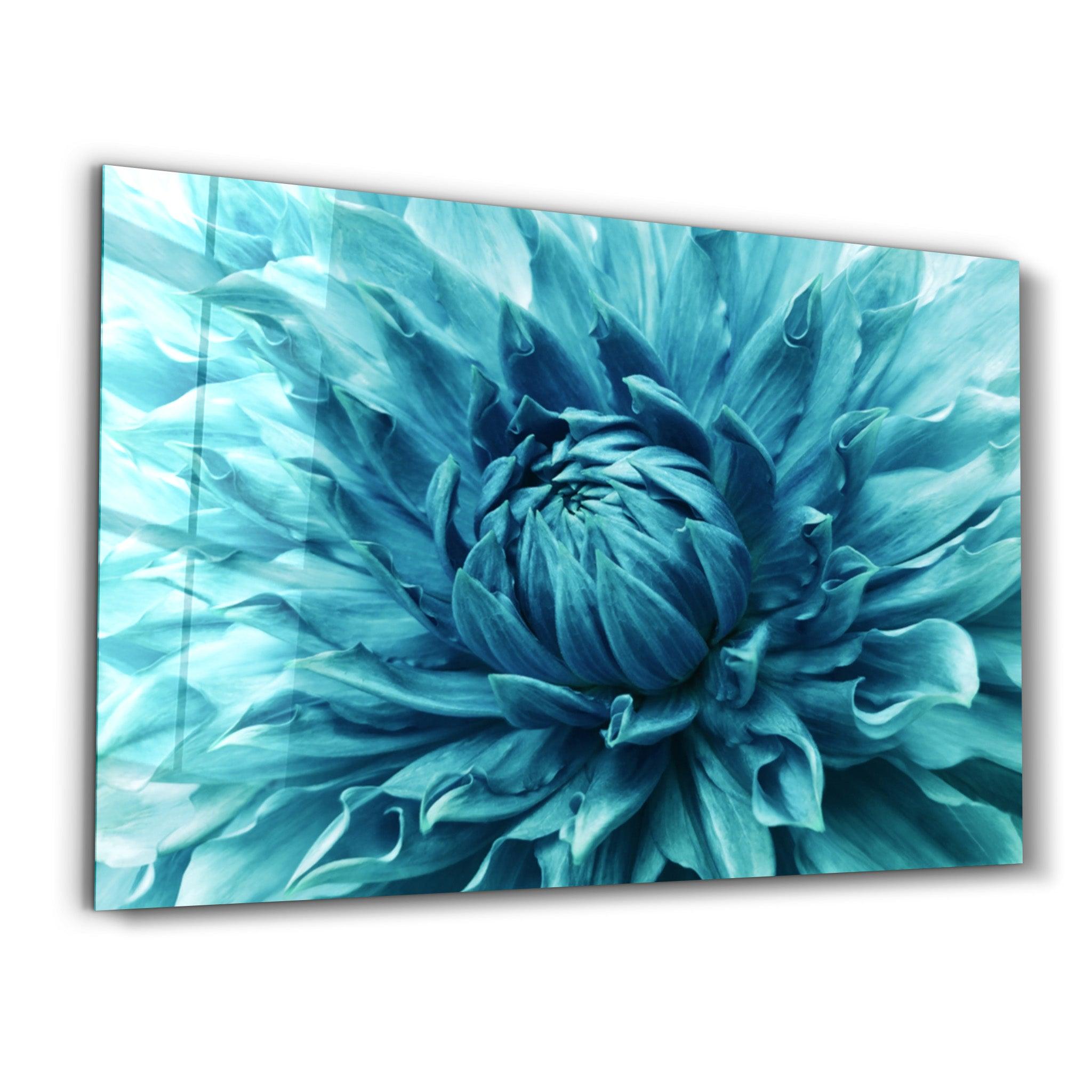 Cerulean Bloom| Glass Wall Art - Artdesigna