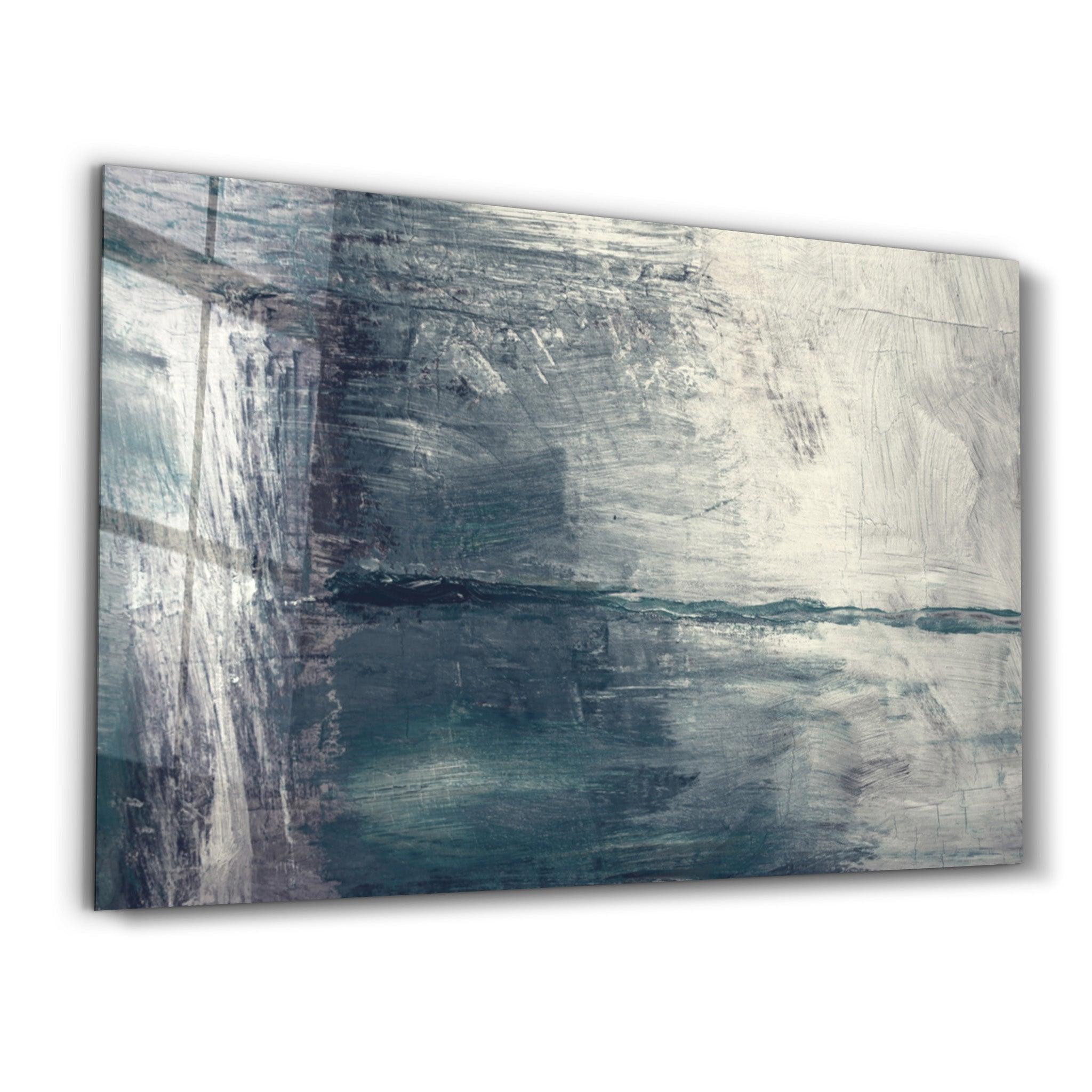 Abstract Gray Sea | Glass Wall Art - Artdesigna