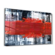 Red Thick Line | Glass Wall Art - Artdesigna