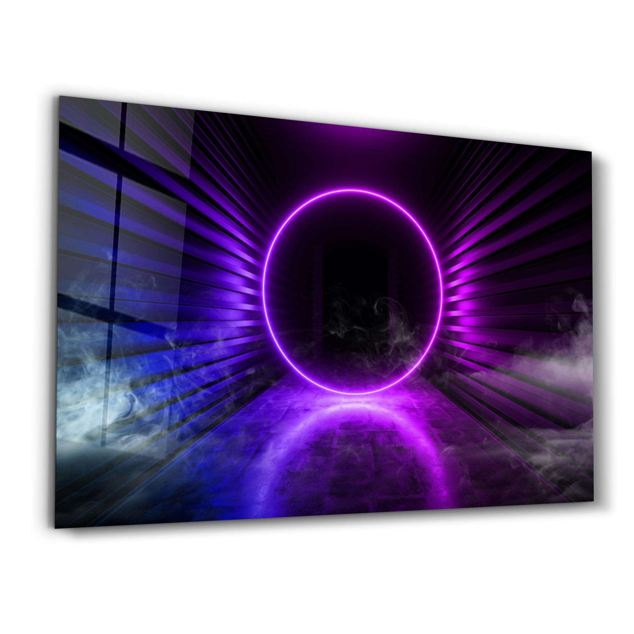 Neon Circle | Glass Wall Art - Artdesigna