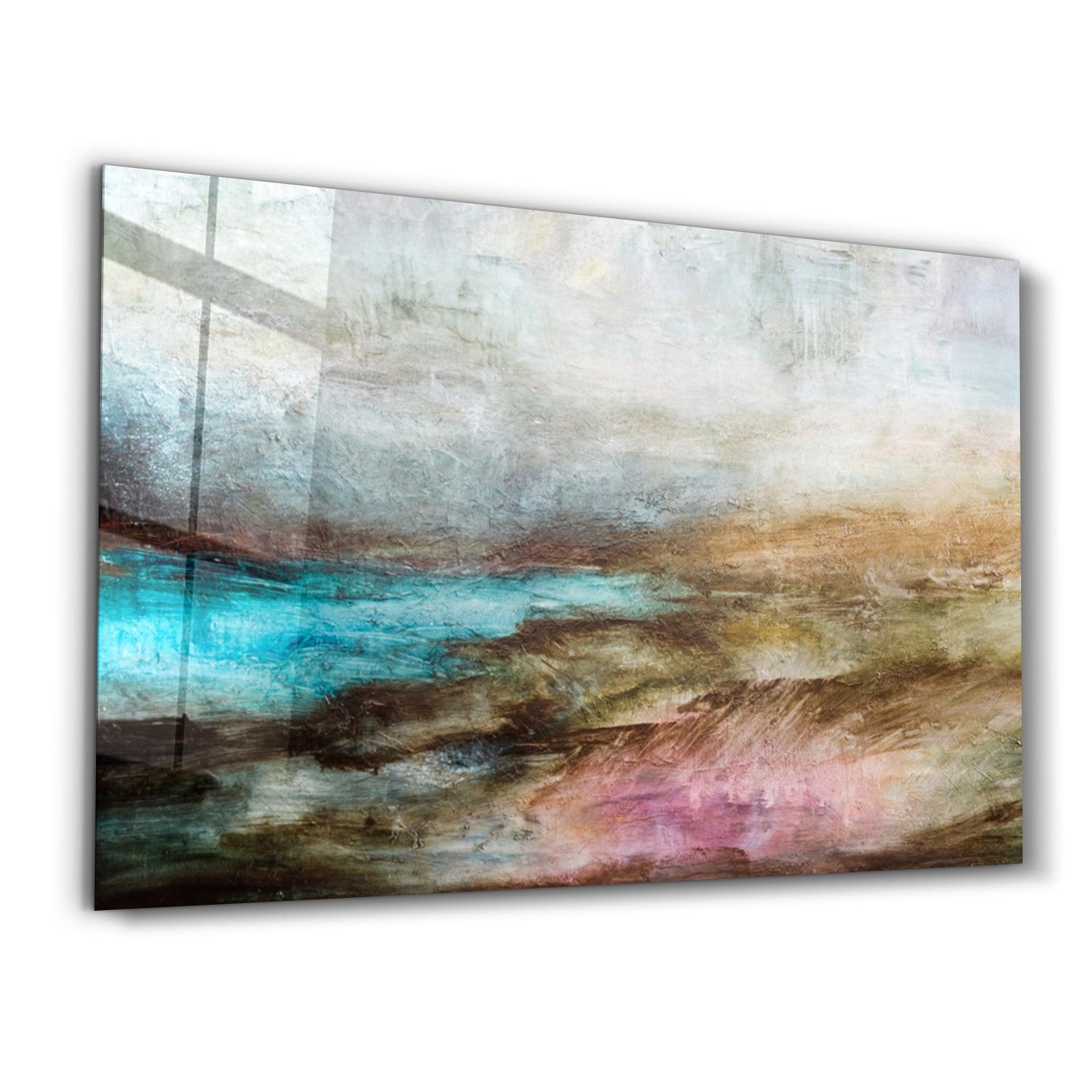 Lake Abstract Oil Painting | Glass Wall Art - Artdesigna