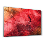 Red Leaves | Glass Wall Art - Artdesigna