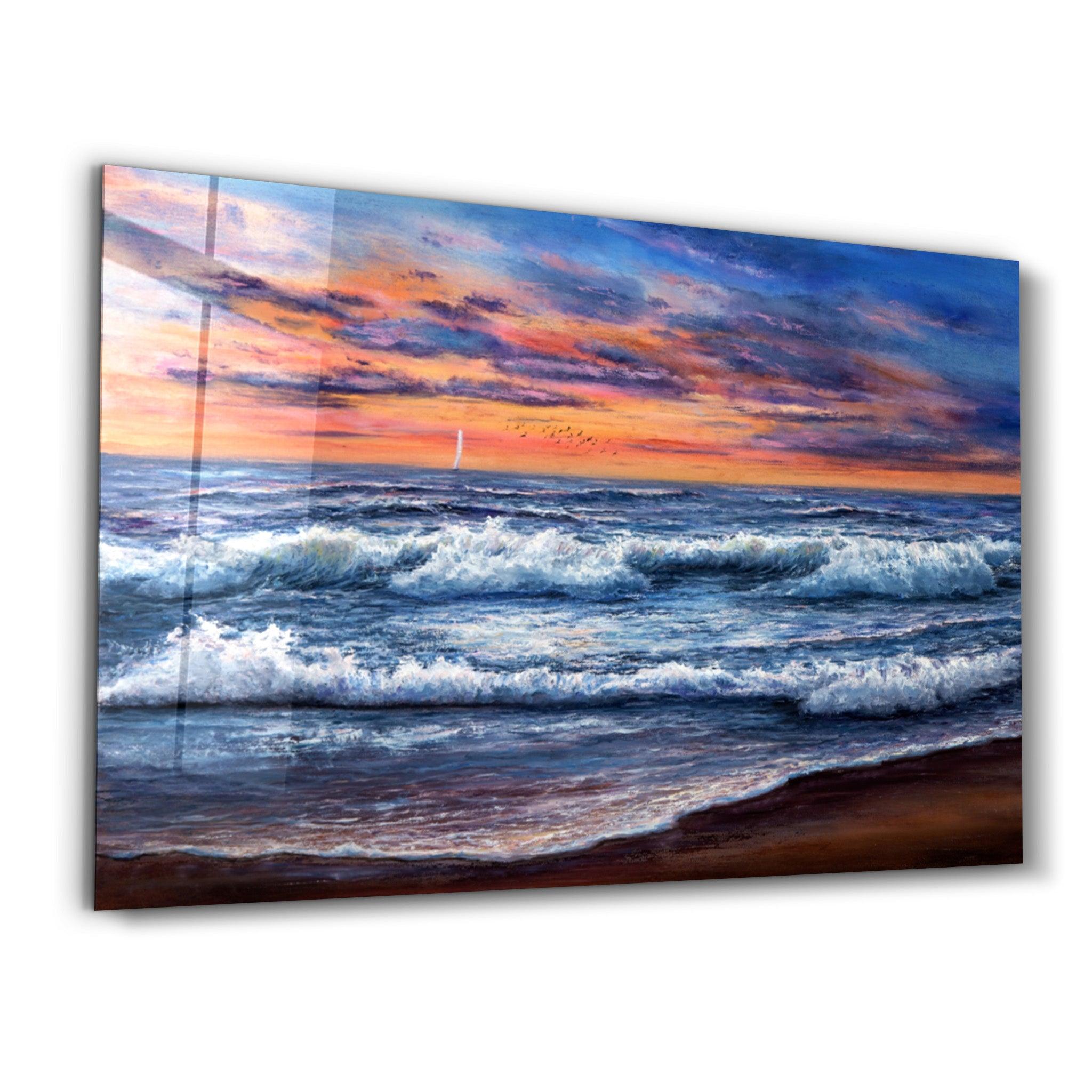 Waves | Glass Wall Art - Artdesigna