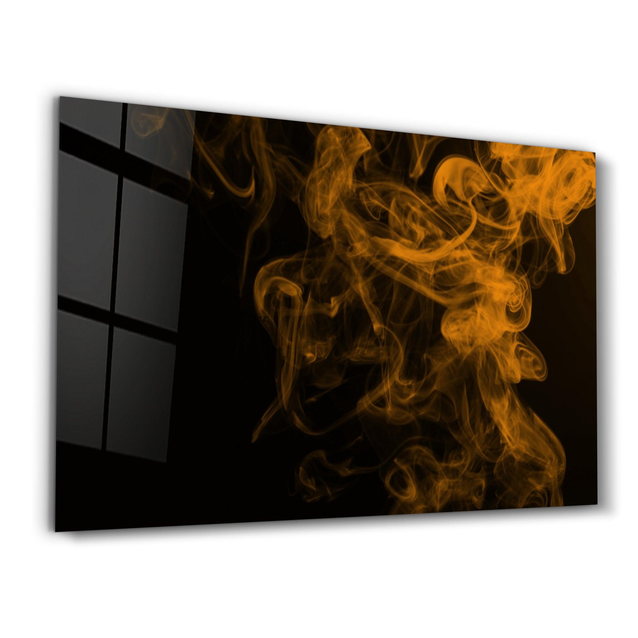 Orange Smoke | Glass Wall Art - Artdesigna