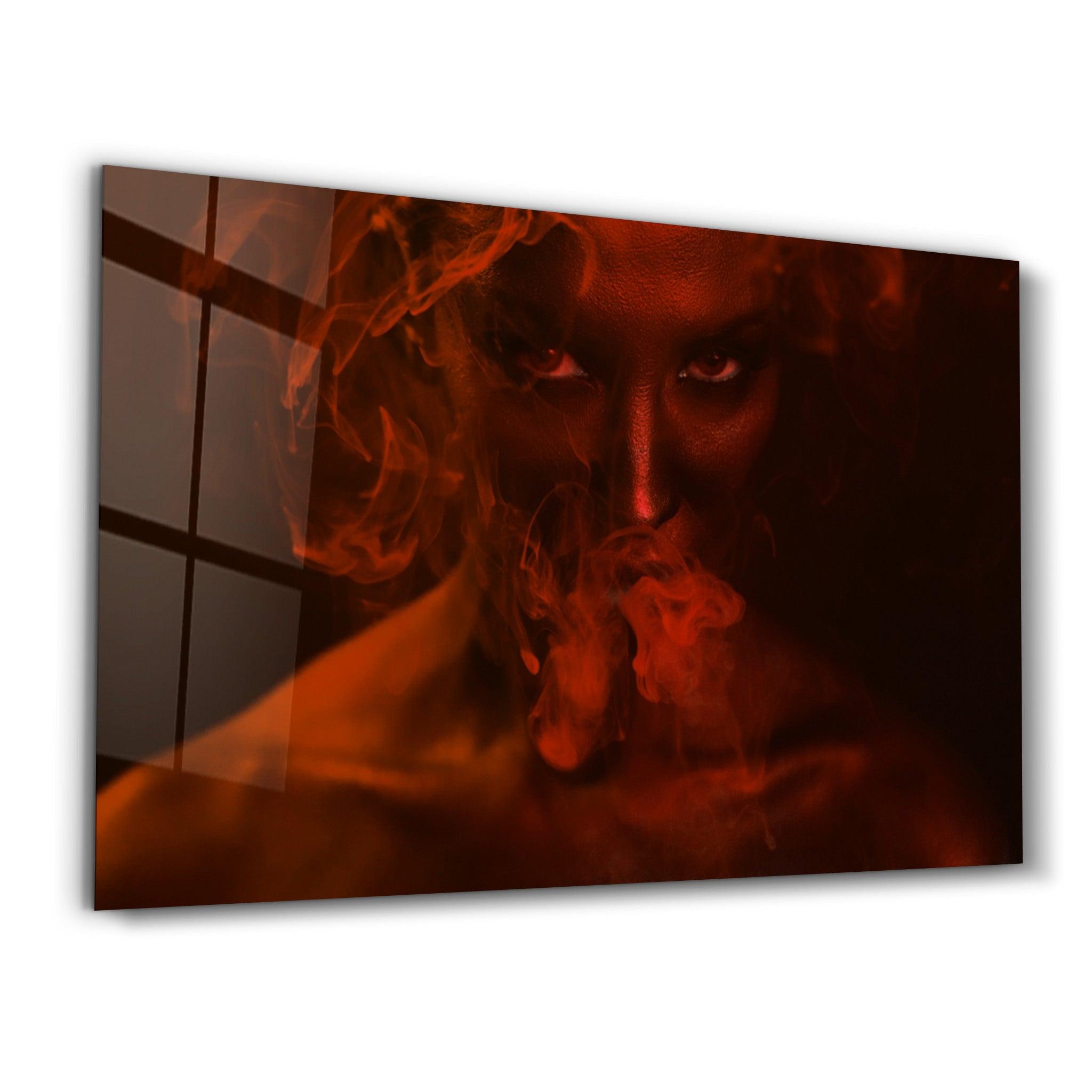 Smoke and Woman V2 | Glass Wall Art - Artdesigna