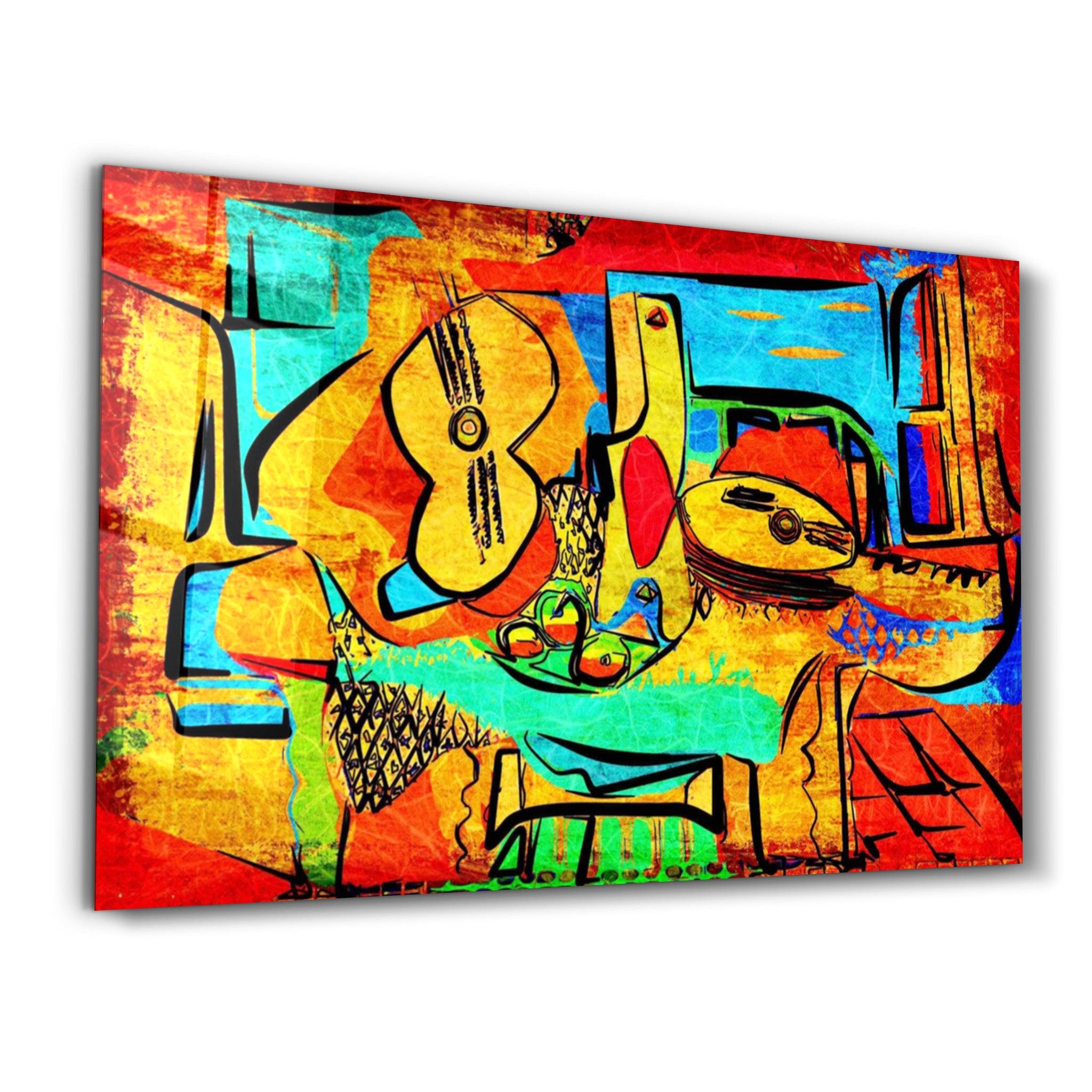 Abstract Musician | Glass Wall Art - Artdesigna