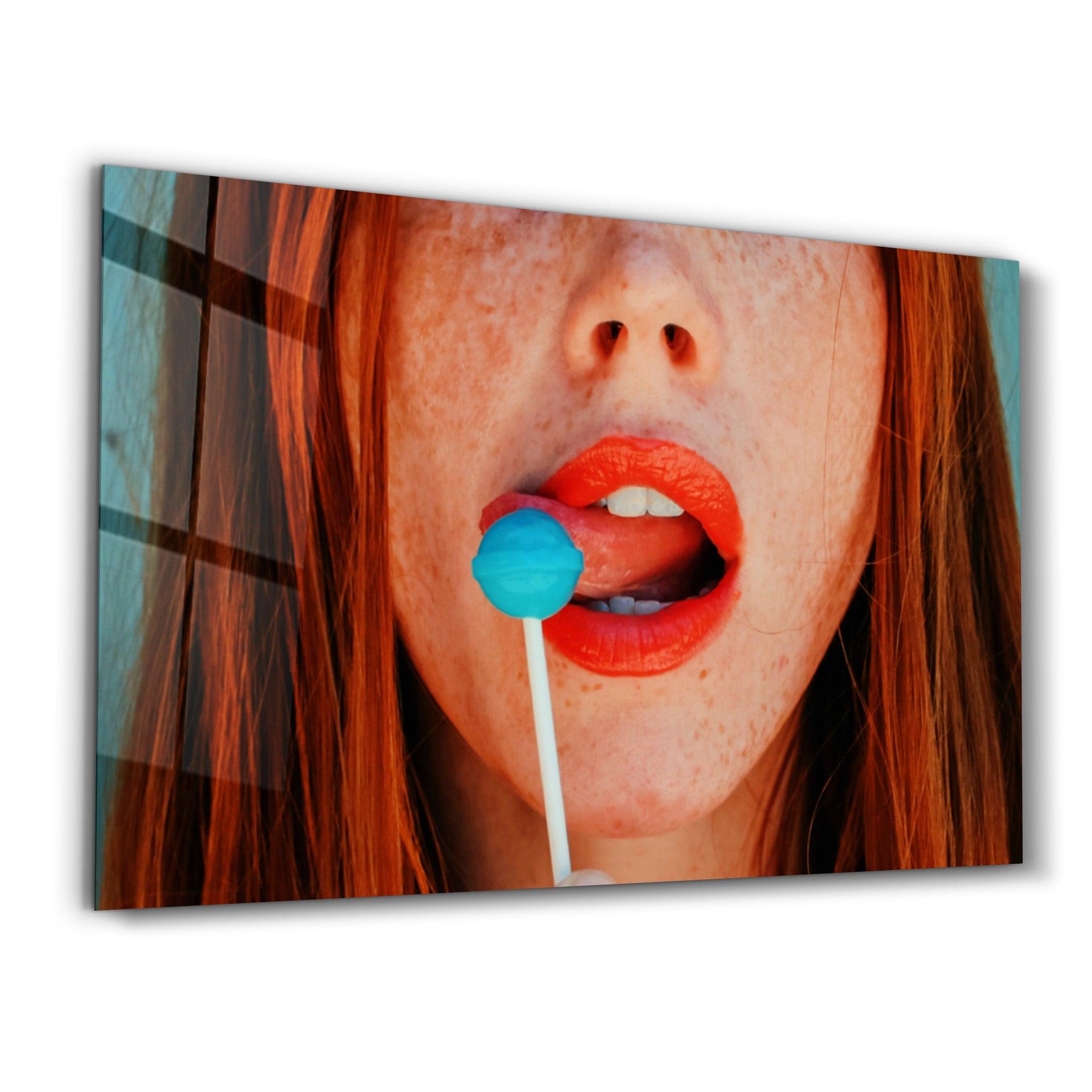 Blue Lollipop | Glass Wall Art - Artdesigna