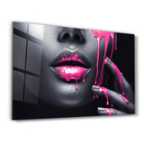 Pink Lips V2 | Glass Wall Art