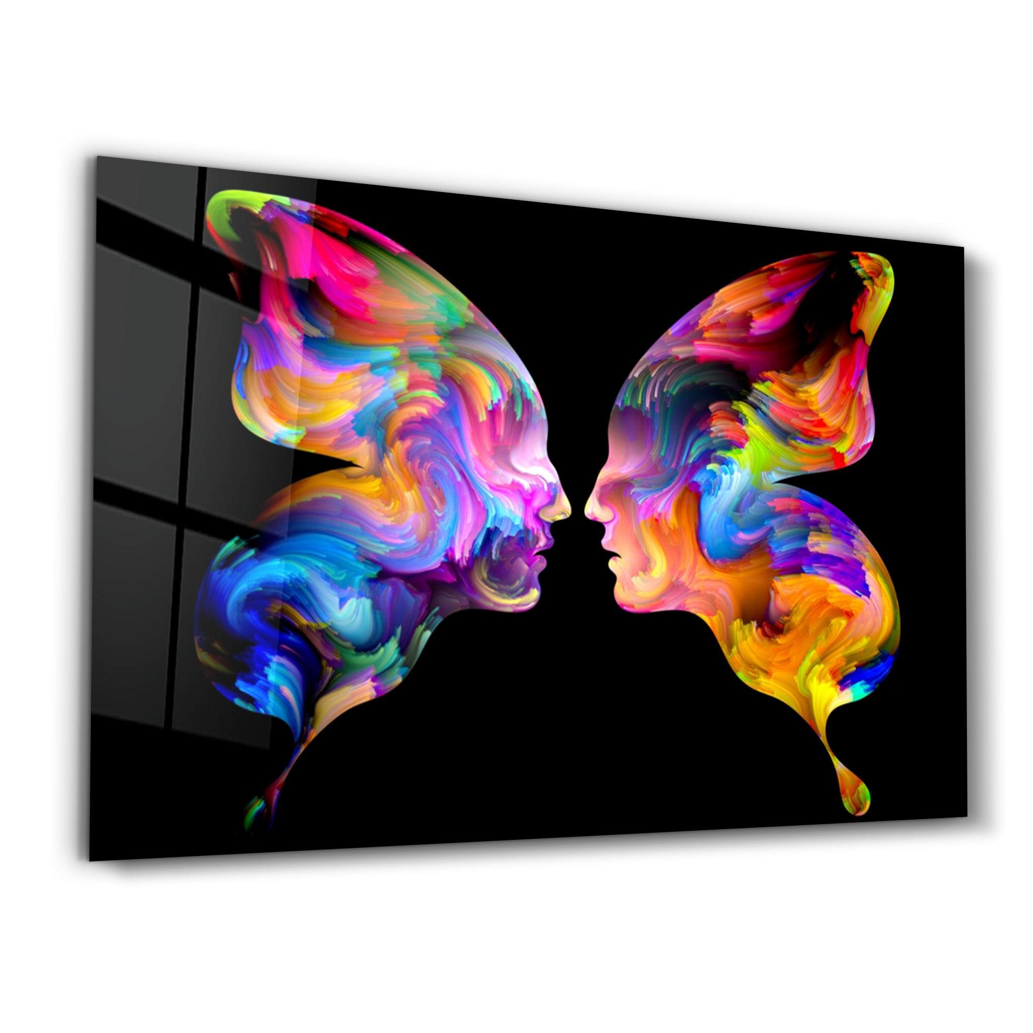 Colored Face Off | Glass Wall Art - Artdesigna