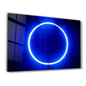 Blue Circle Light | Glass Wall Art - Artdesigna