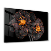 Black and Yellow Flowers | Glass Wall Art - Artdesigna