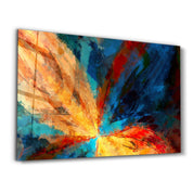 Abstract Colorful Leaves | Glass Wall Art - Artdesigna