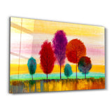 Abstract Colorful Trees | Glass Wall Art