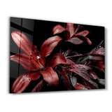 Red and Black Flowers | Glass Wall Art