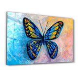 Twilight Wings: The Blue Monarch | Glass Wall Art