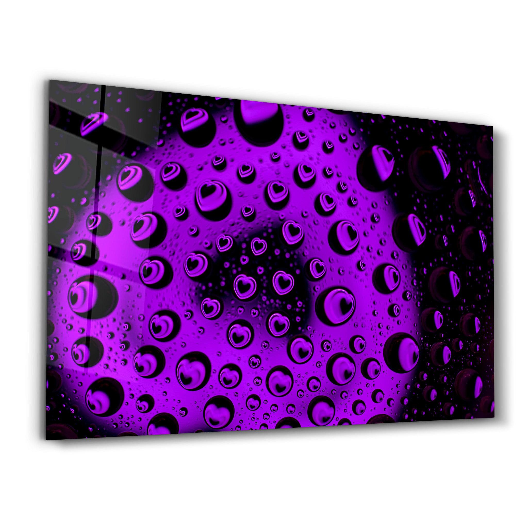 Water Drops - Purple Heart | Glass Wall Art - Artdesigna