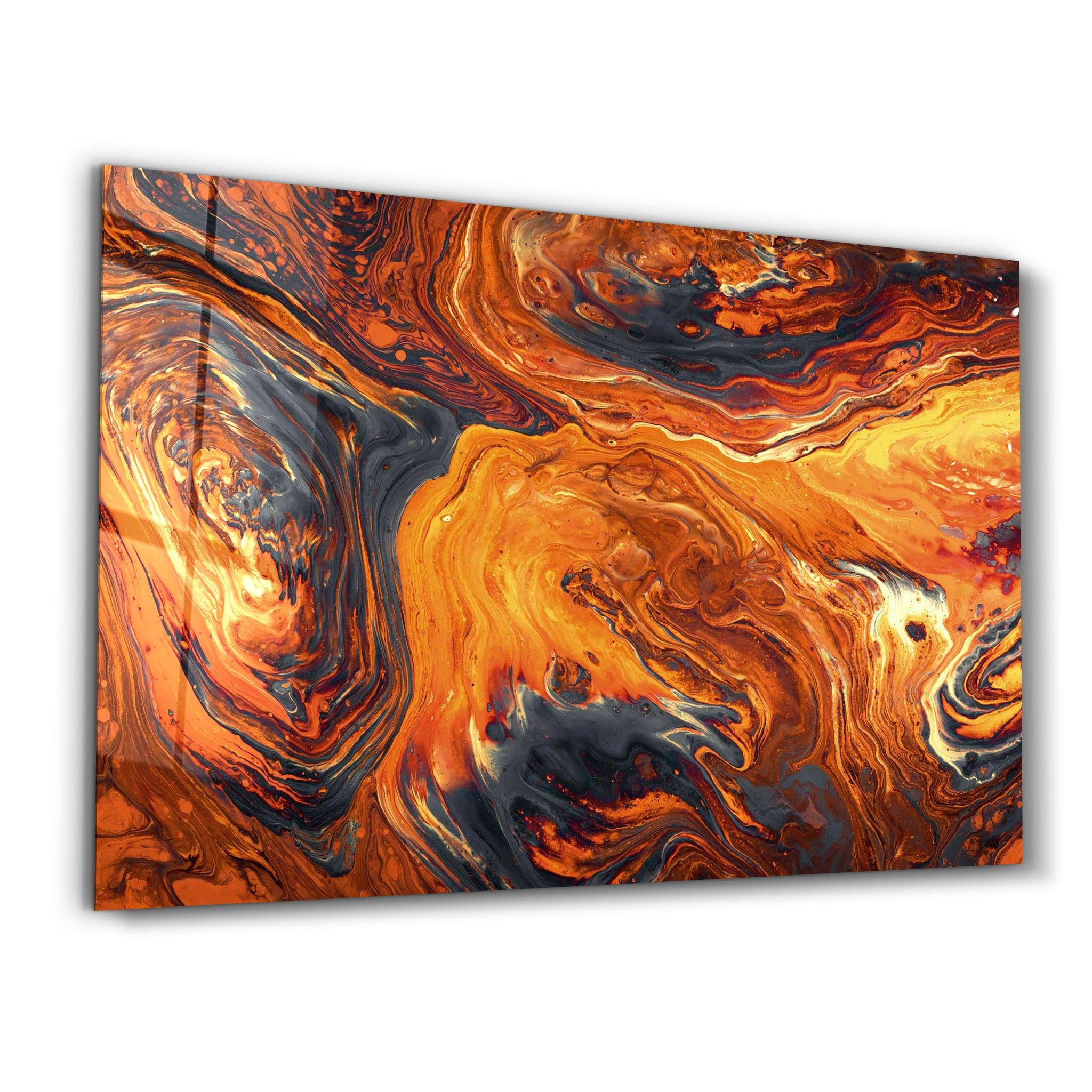 Lava Pattern - Orange | Designer's Collection Glass Wall Art - Artdesigna