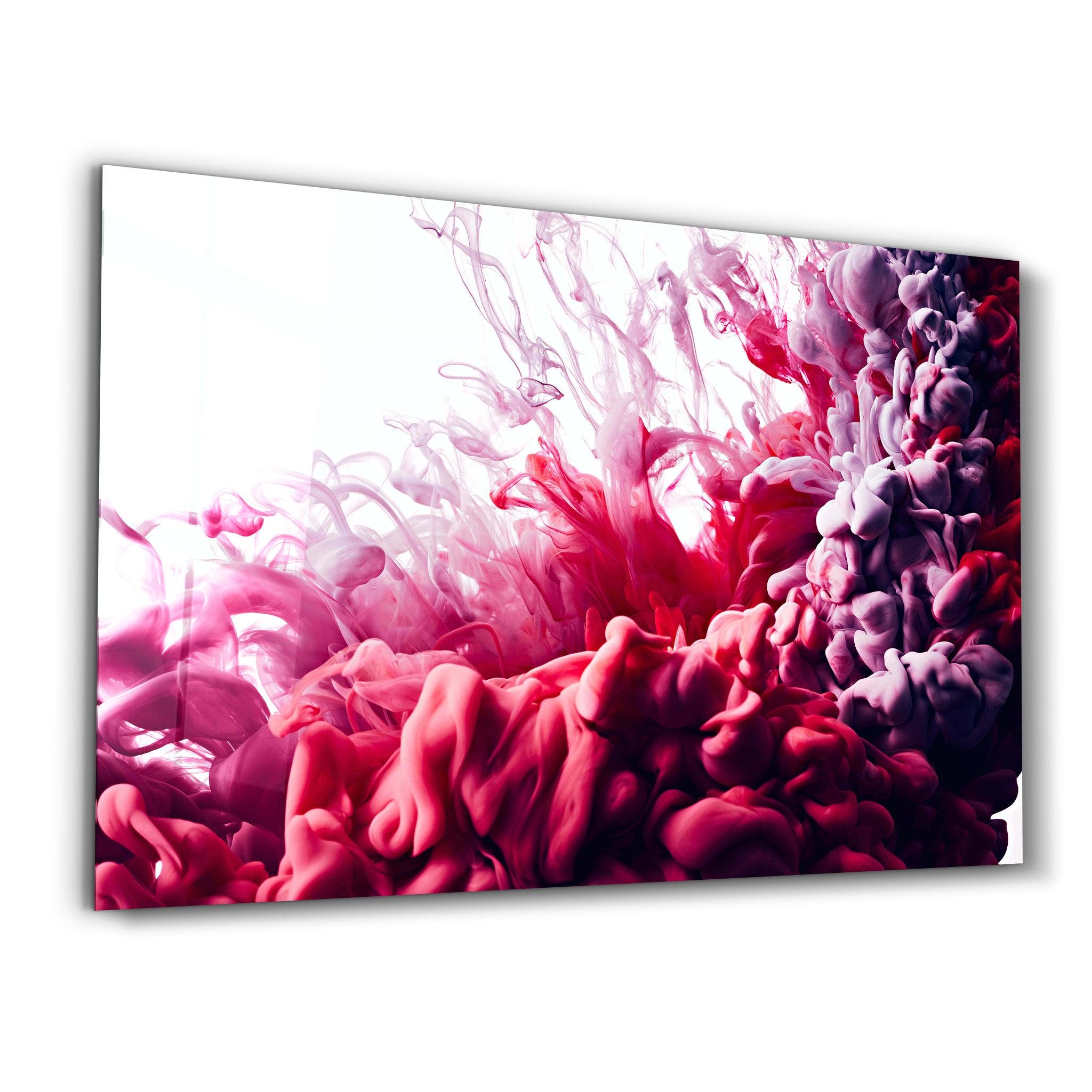 Smokes - Red to Pink | Glass Wall Art - Artdesigna