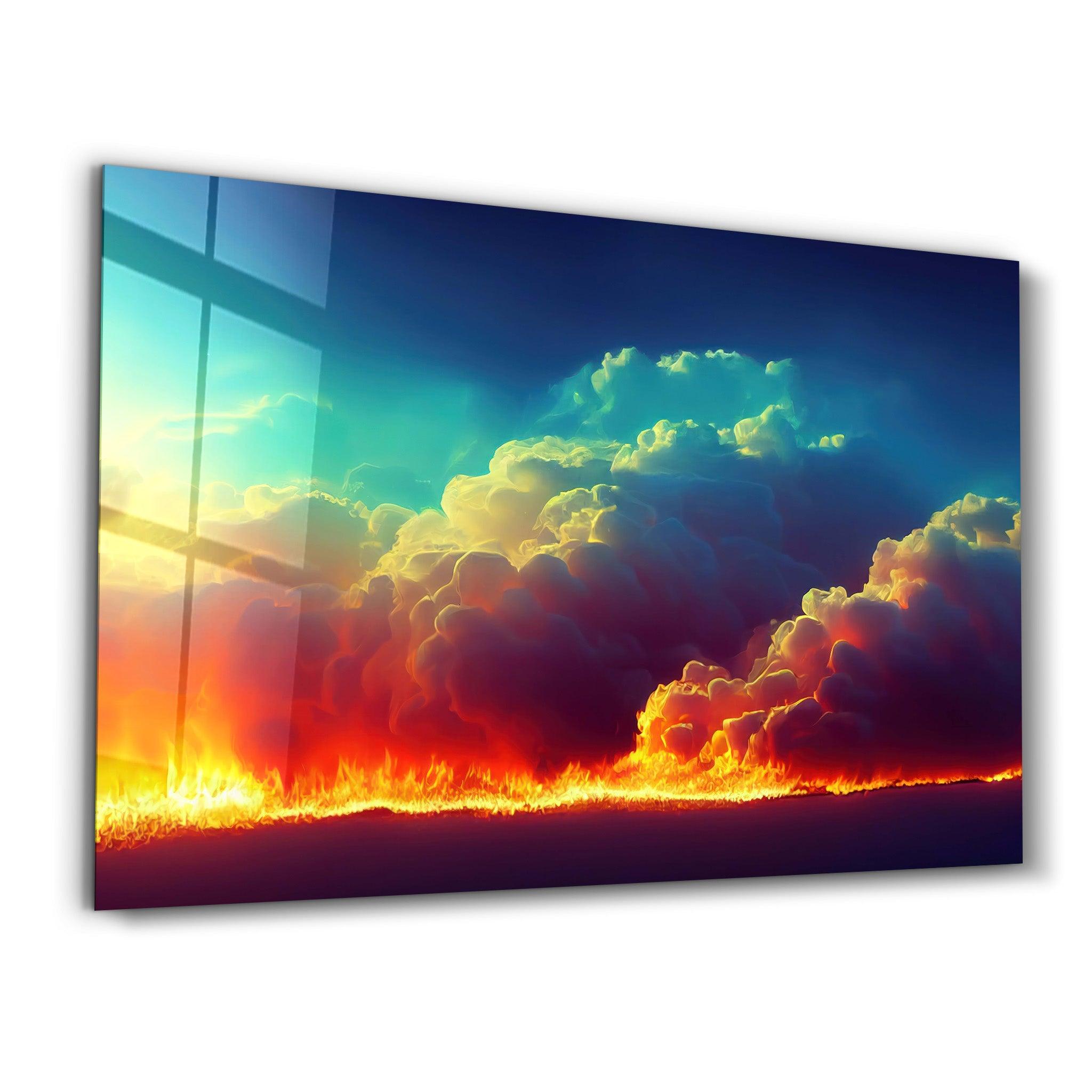 Fire Clouds | Motivational Glass Wall Art - Artdesigna