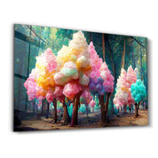 Cotton Candy Forest | Secret World Collection Glass Wall Art - Artdesigna