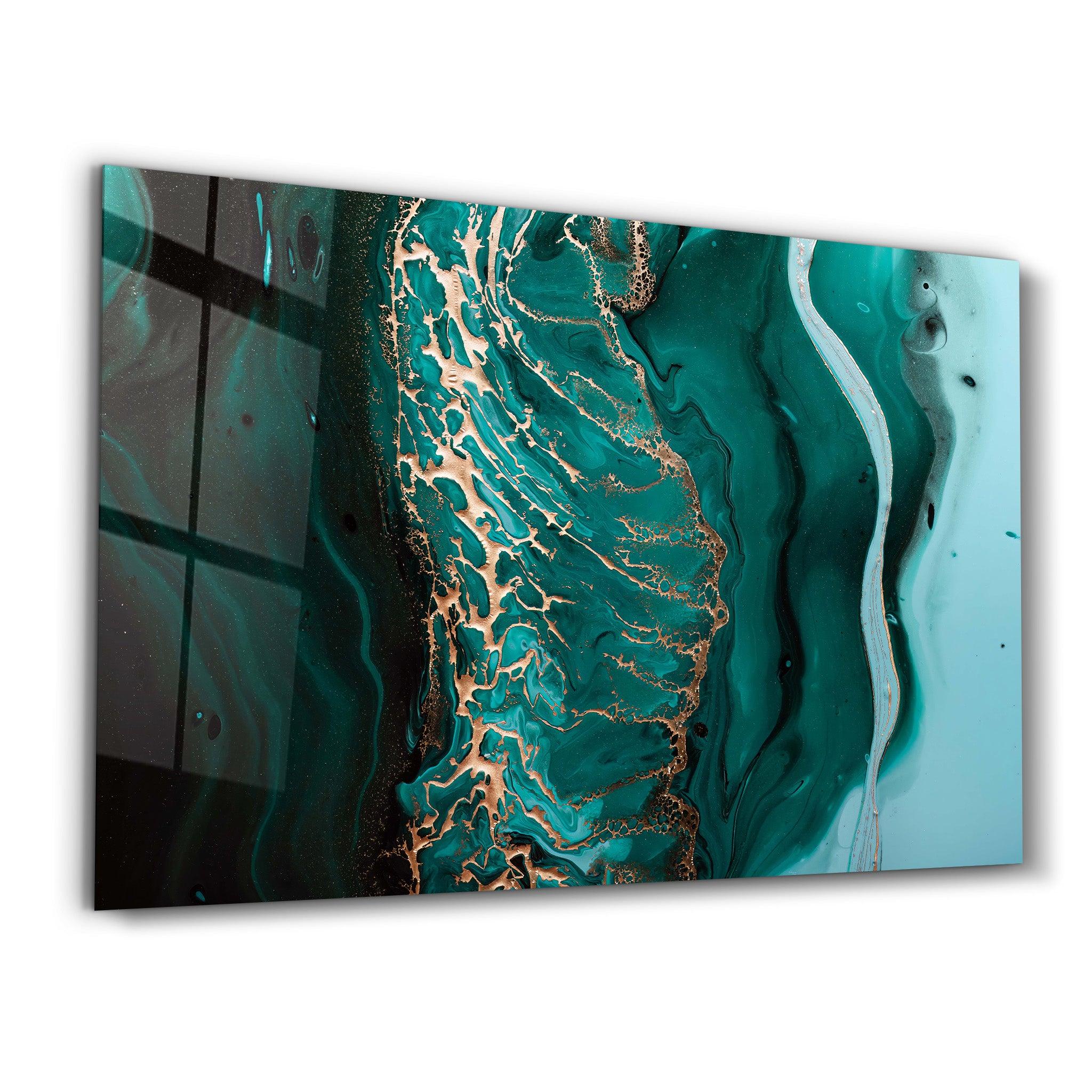 Marble Collection H26 - Ocean | Glass Wall Art - Artdesigna