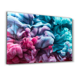 Pink and Blue Smokes | Glass Wall Art