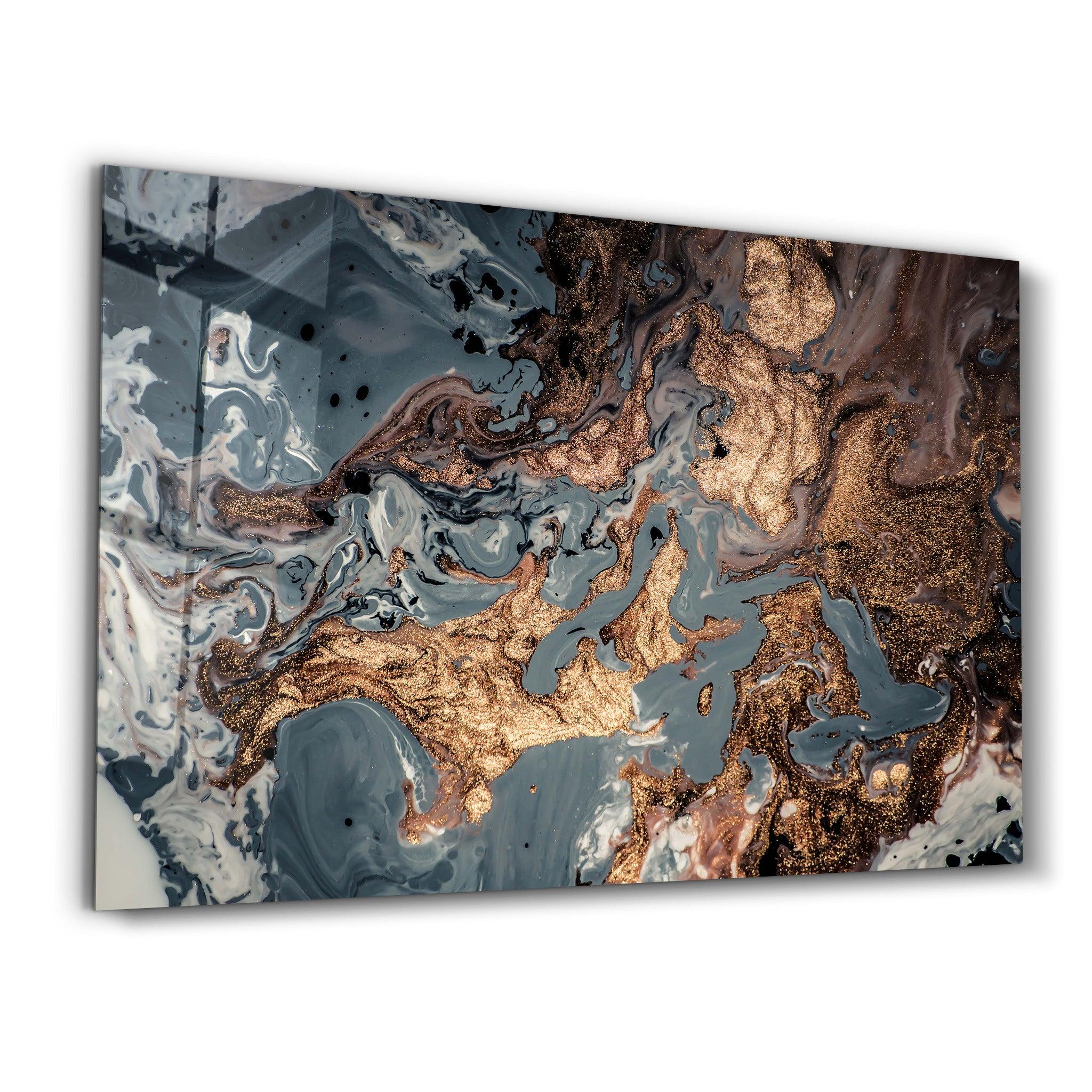 Gray Marble with Bronze Dust | Glass Wall Art - Artdesigna