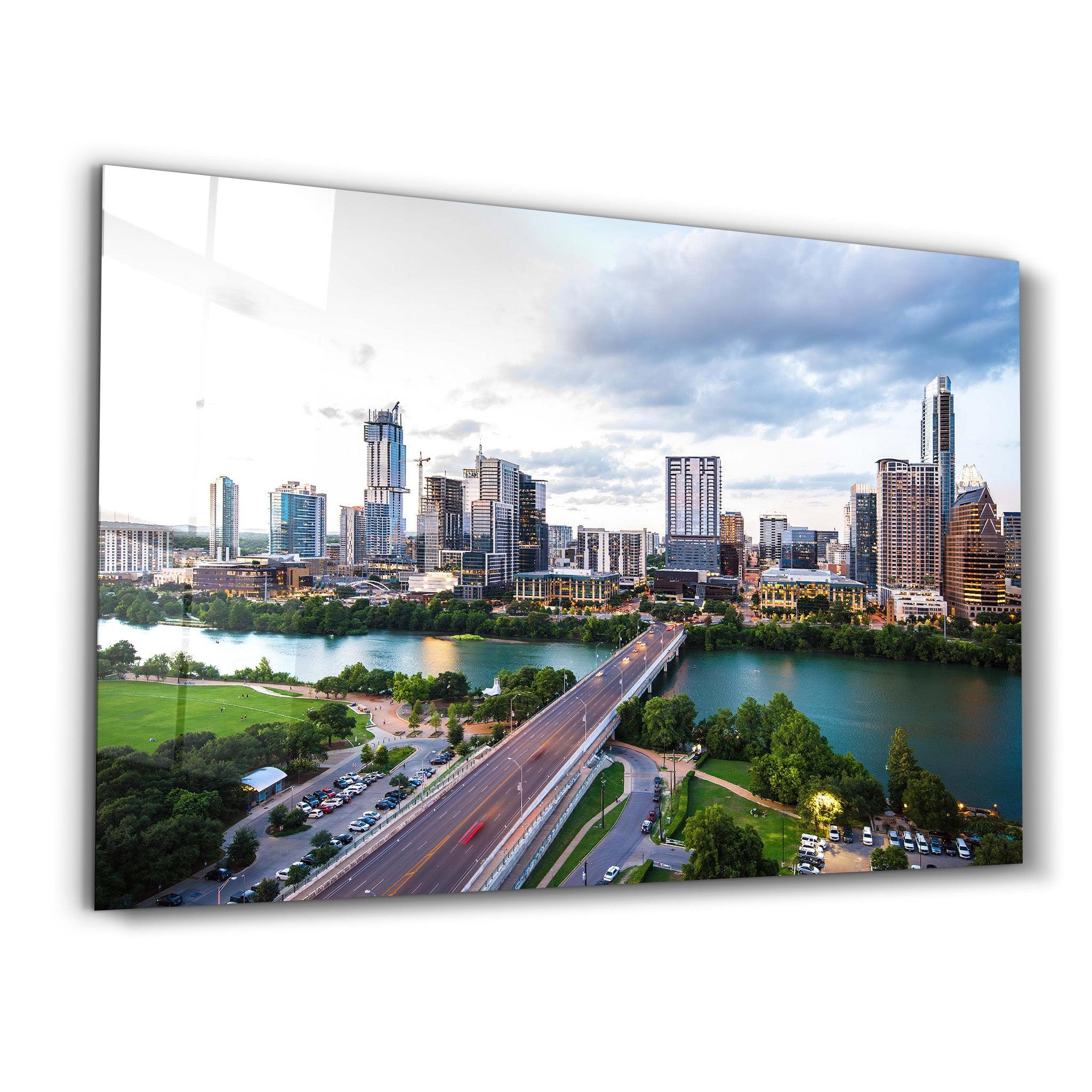 Texas Skyline | Glass Wall Art - Artdesigna