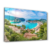 Panoramic view of Porte de Soller, Palma Mallorca, Spain | Glass Wall Art - Artdesigna