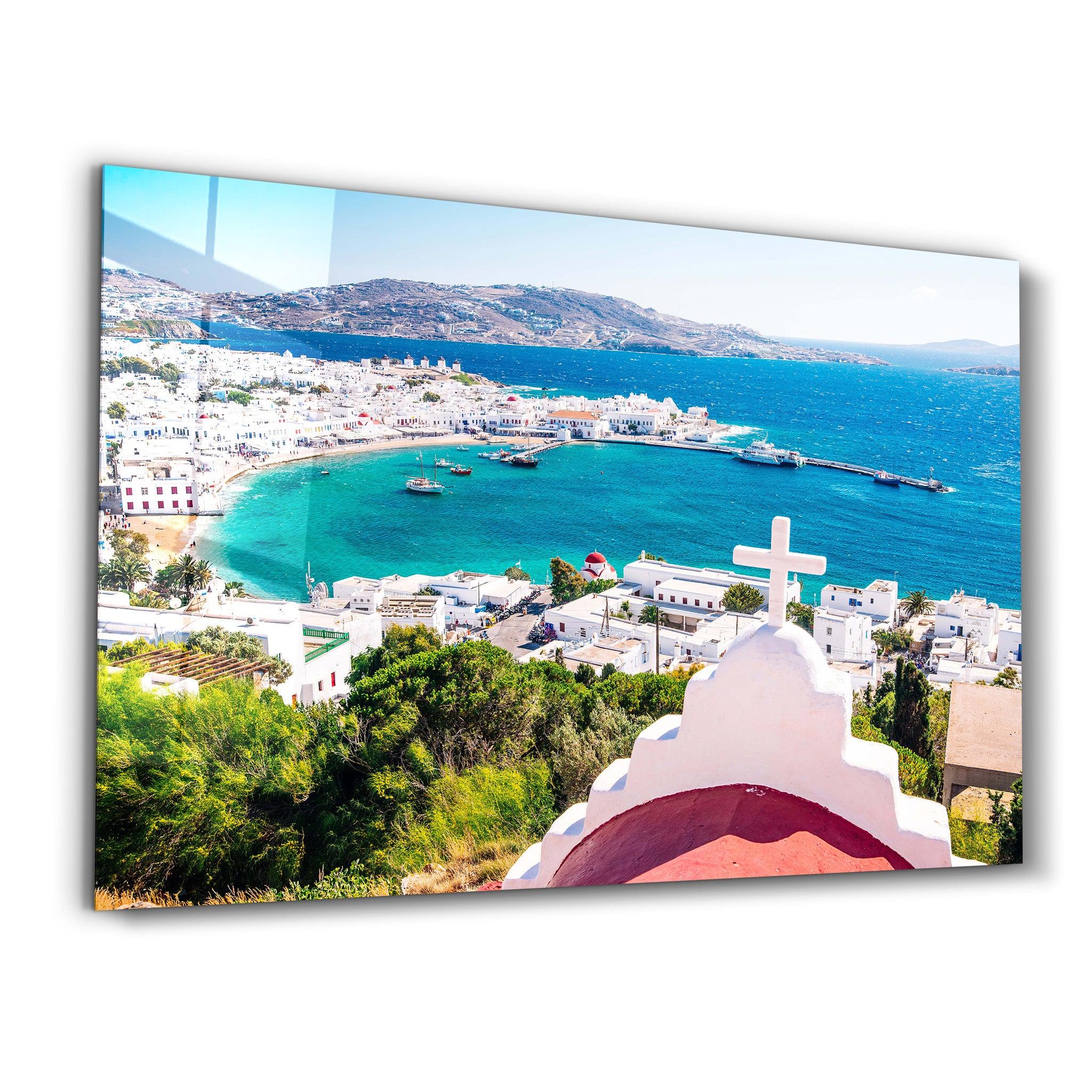 Mykonos - Greece | Glass Wall Art - Artdesigna