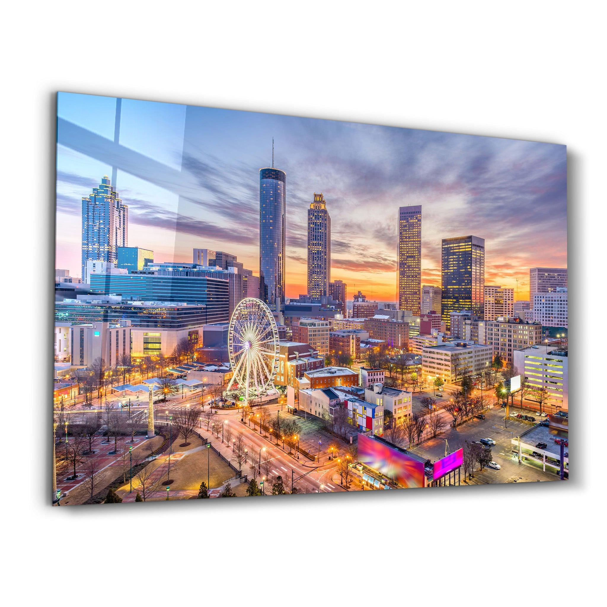 Atlanta, Georgia, USA downtown skyline. | Glass Wall Art - Artdesigna