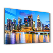 Singapore city skyline | Glass Wall Art - Artdesigna