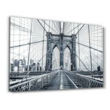 Brooklyn Bridge Retro Gray | Glass Wall Art