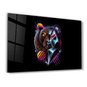 Bear Neo | Glass Wall Art - Artdesigna