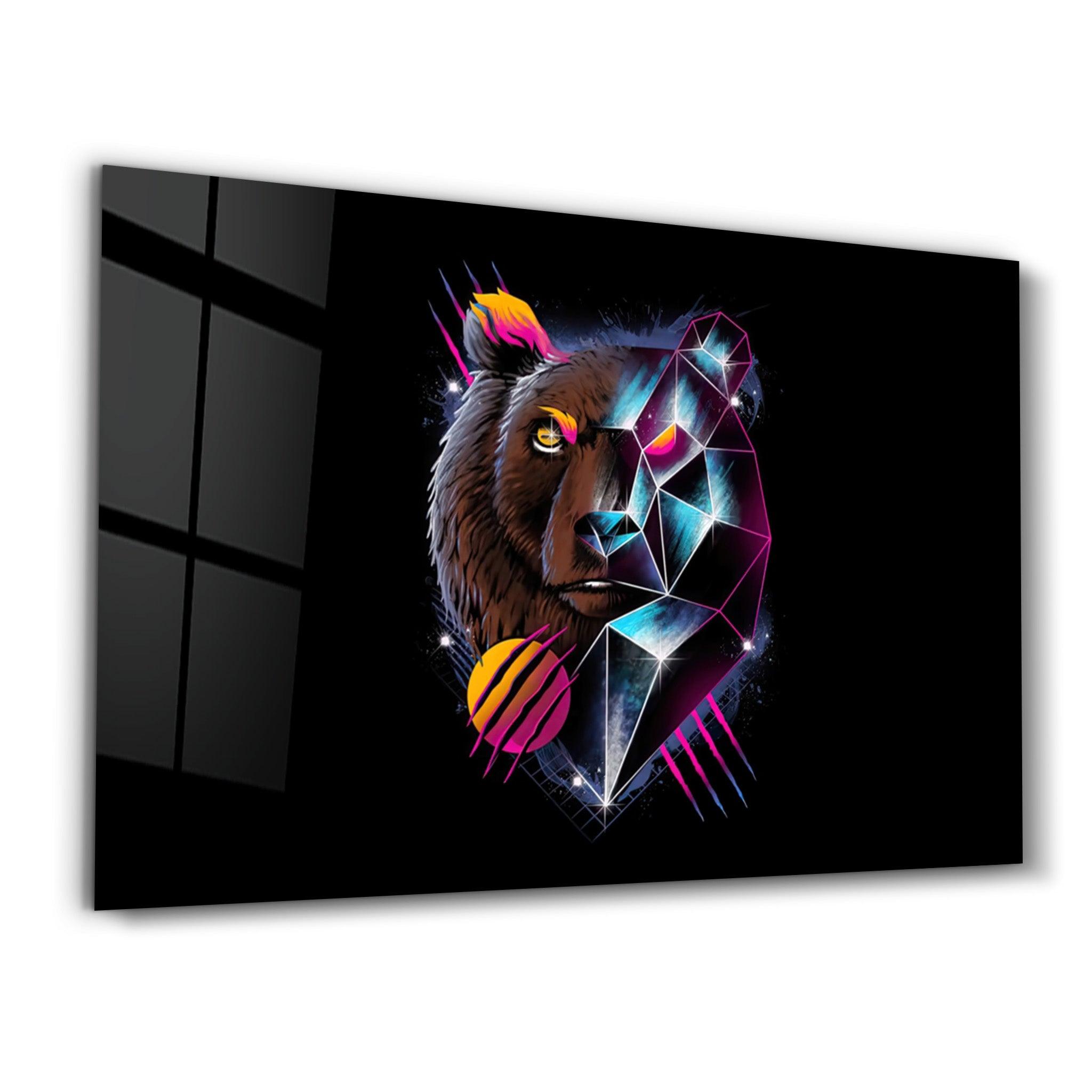 Bear Neo | Glass Wall Art - Artdesigna