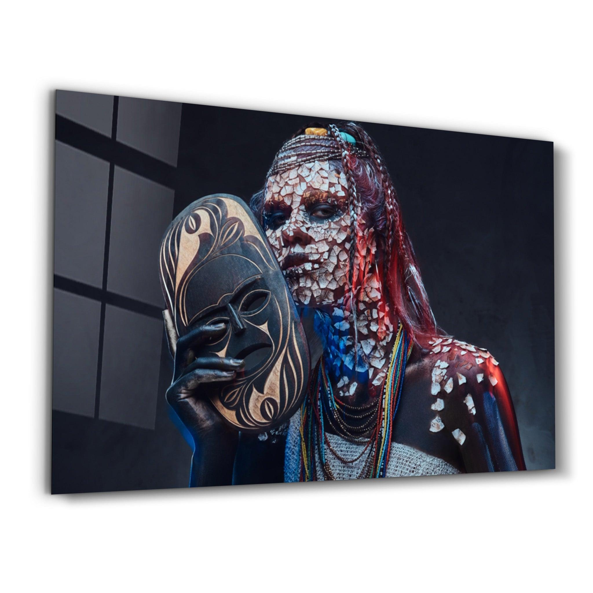 African MakeUp 1 | Glass Wall Art - Artdesigna