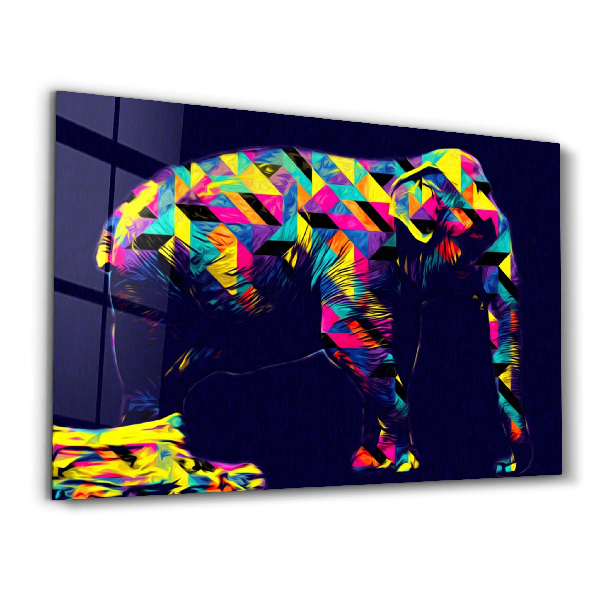 Colormix Elephant | Glass Wall Art - Artdesigna