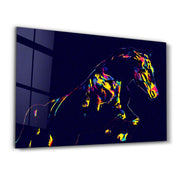 Colormix Horse | Glass Wall Art - Artdesigna