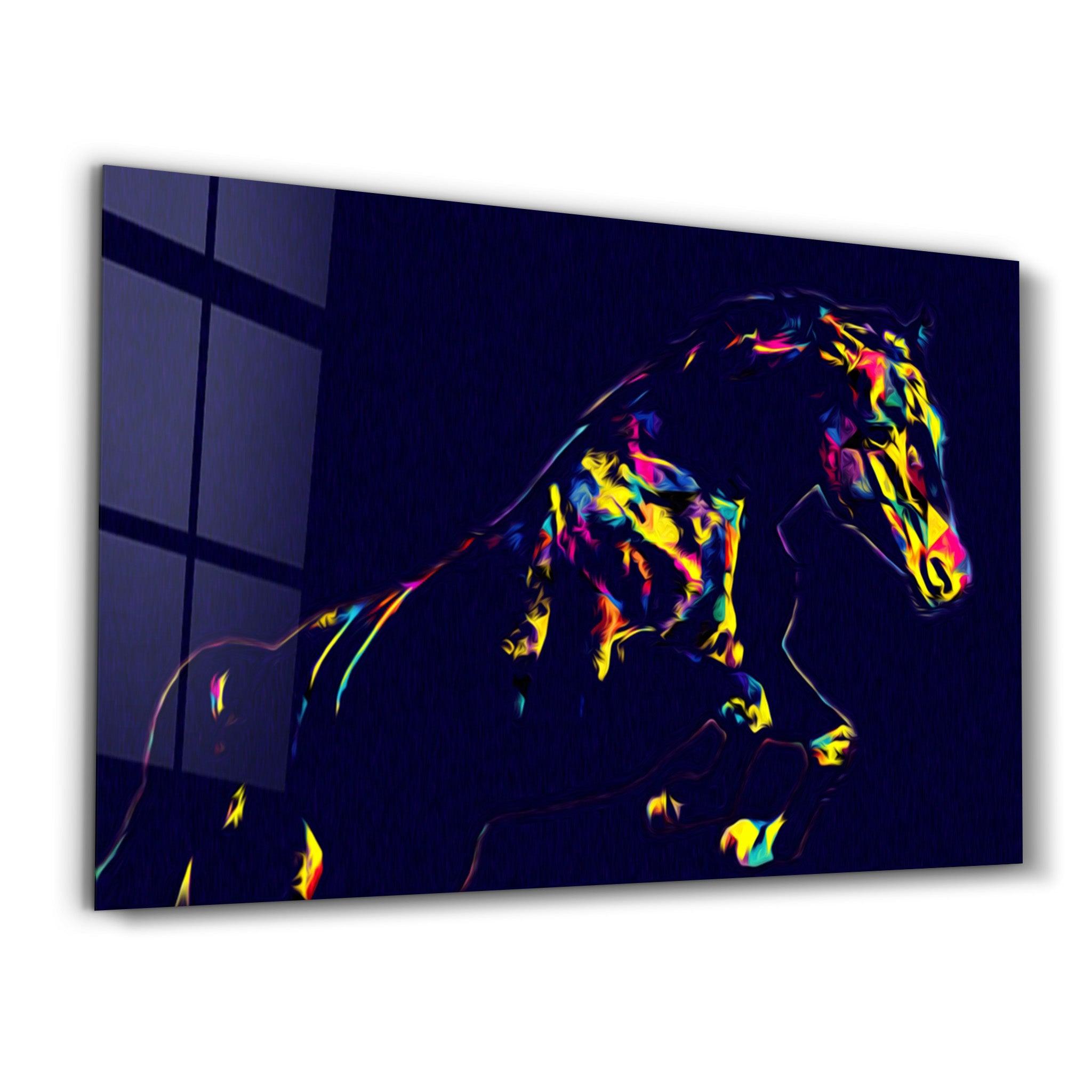 Colormix Horse | Glass Wall Art - Artdesigna