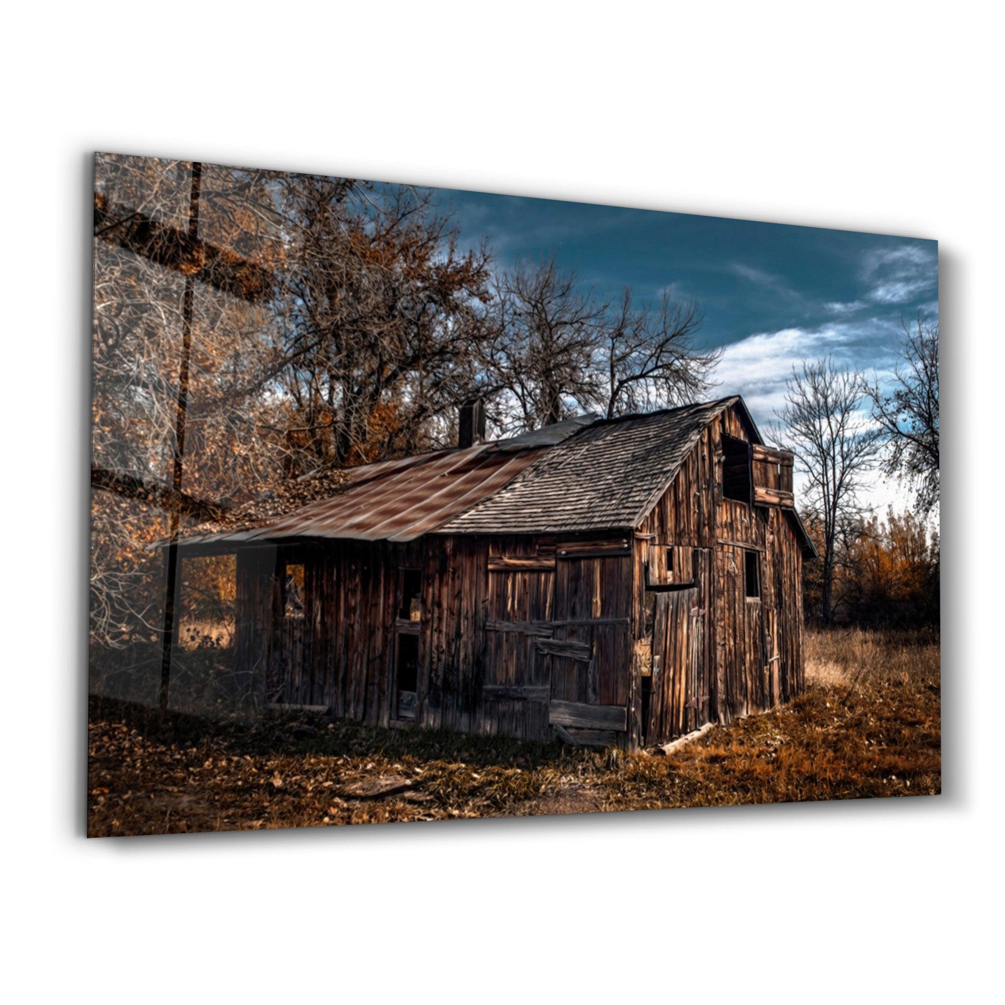 Wooden Old House | Glass Wall Art - Artdesigna